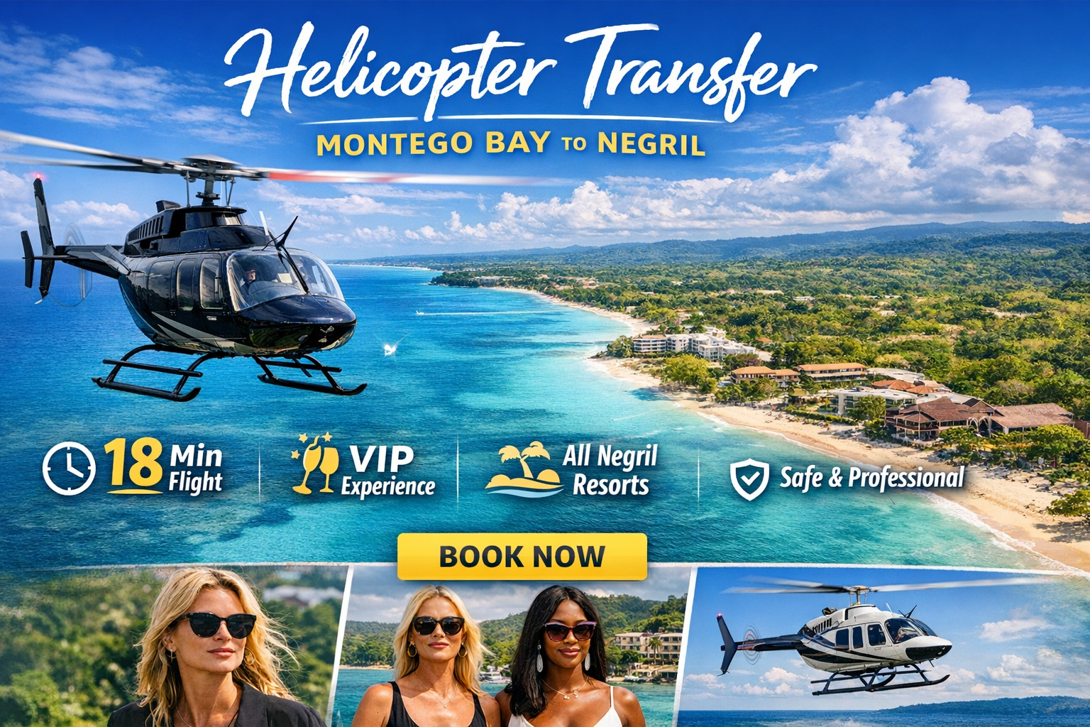 Helicopter Transfer From Montego Bay Airport To Negril