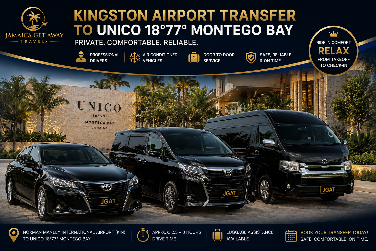 Kingston Airport Transfer to UNICO 18°77° Montego Bay